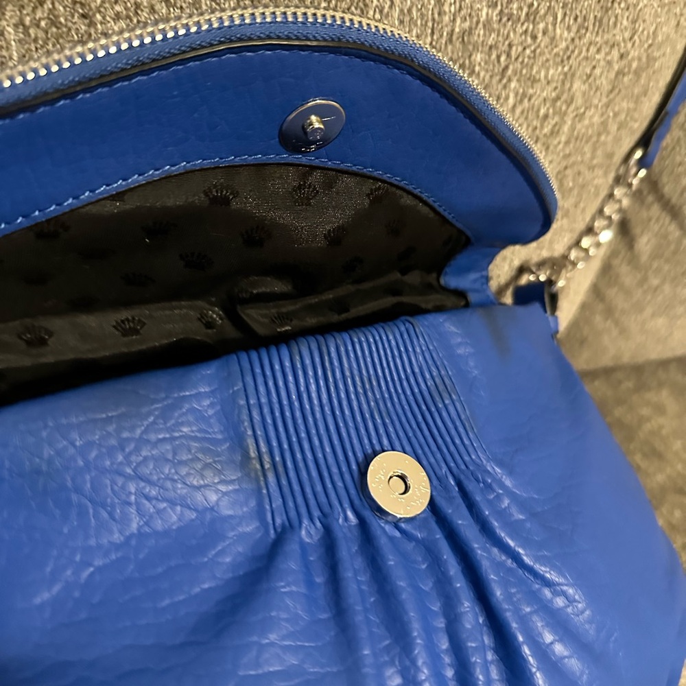 Juicy Couture Cobalt Blue Crossbody - Fold Over Faux Leather Handbag - Picture 10 of 12